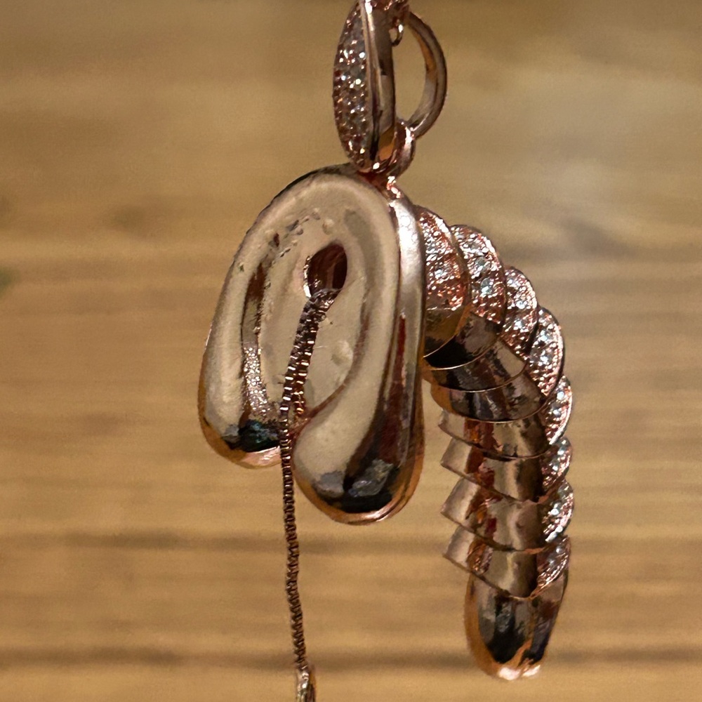 14K Rose Gold Plated Crystal Encrusted Snake Necklace NWOT - Picture 2 of 4